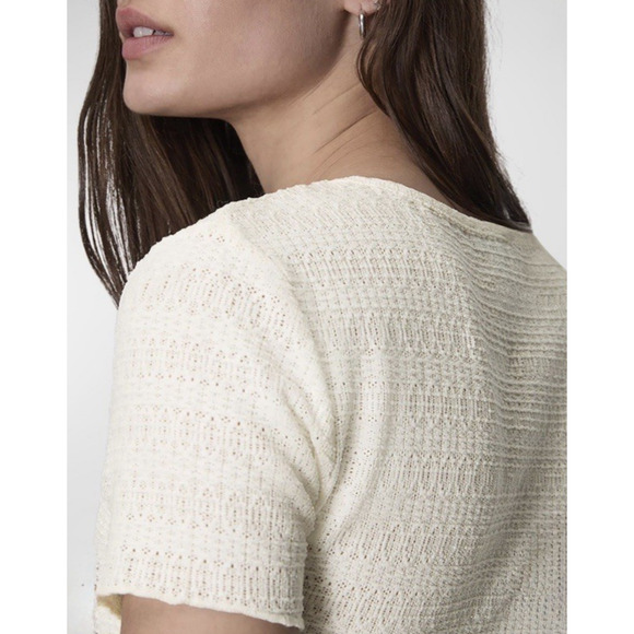 rag & bone Julia Scoop Neck Tee Women XS Ivory Sheer Pullover Stretch Minimalist - Picture 7 of 16
